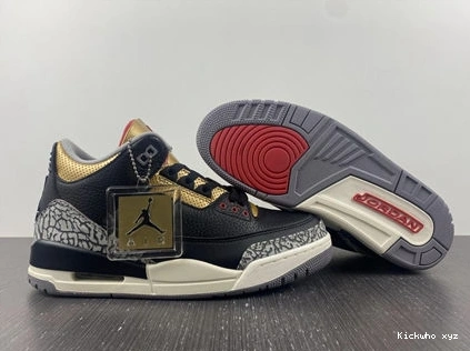 CK9246- Retro SoftTouch 3 3832 Jordan Black Gold Cement 1014